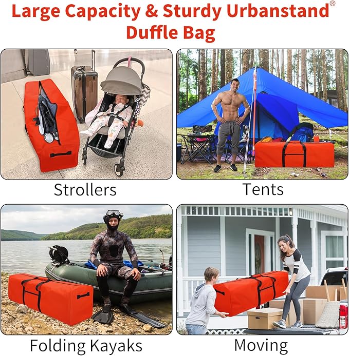 Urbanstand 52 Inch Large Duffle Bag for Travel Camping Sport Equipment Storage Bag with 2-way Lockable Zippers (Orange 2Pack)