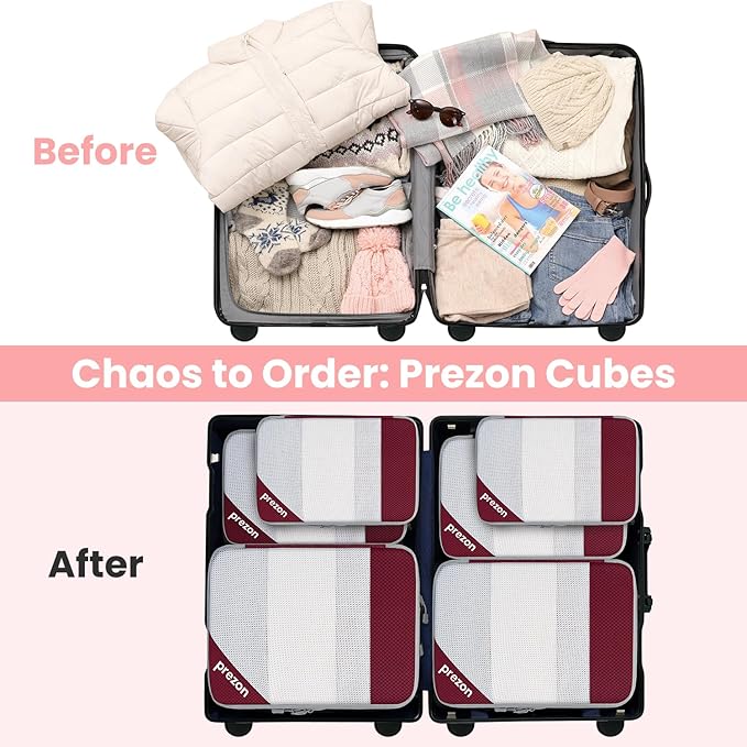 Compression Packing Cubes for Travel, Lightweight Vacation Travel Essentials, Travel Accessories for Suitcase Organizer Bags Set, Durable Luggage Organizer