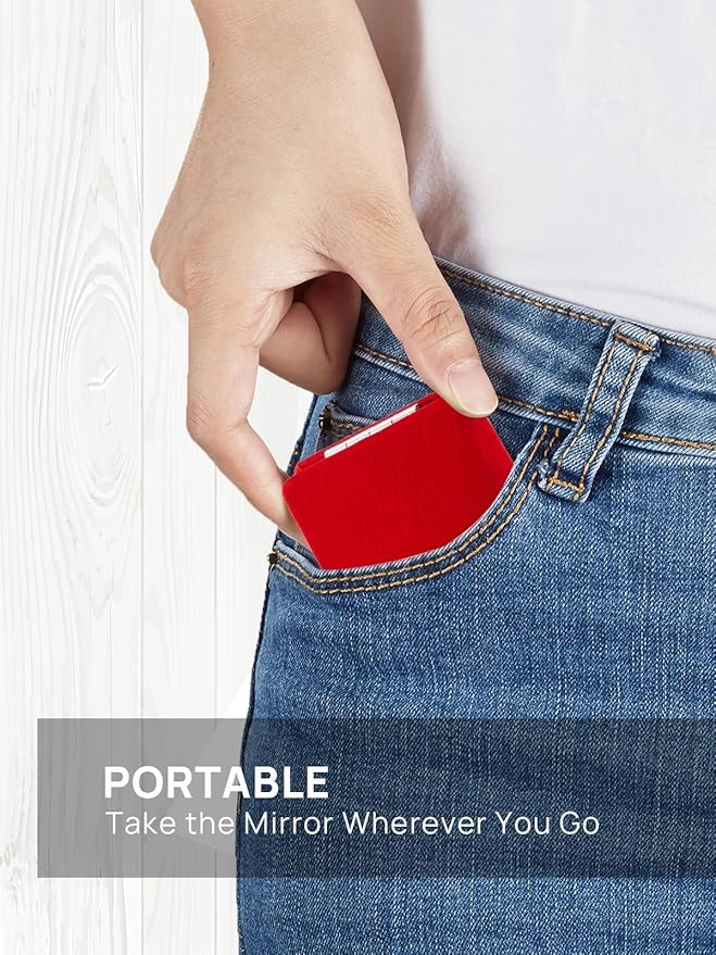 OMIRO Compact Mirror, 1X/3X Magnifying Mirror with Velvet Cover, Pocket Ultra Portable for Purses and Travel(Christmas Red)