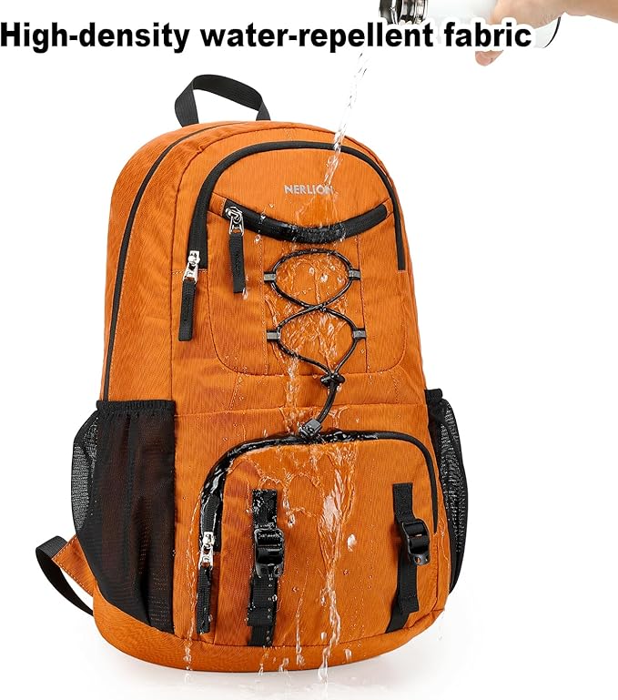 Nerlion Lightweight Foldable 35L Hiking Backpack Travel Backpack for Men Women Camping Waterproof Outdoor Hiking Daypack Backpack Orange