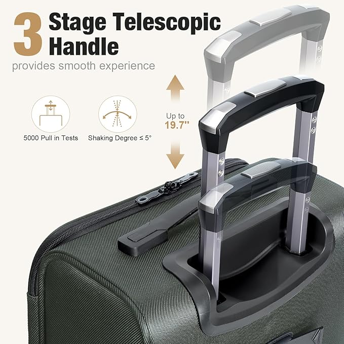 Softside Carry on Luggage Airline Approved, 17 Inch Underseat Carry-on Luggage with Removable Spinner Wheels, Small Personal Item Suitcase for Travel Business (Green, 17 inch_Underseat)