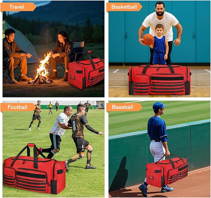 Goloni 130L Heavy Duty Large Duffle Equipment Bag,Catchers Gear Bag with Shoe Compartment,Baseball Duffle Bag