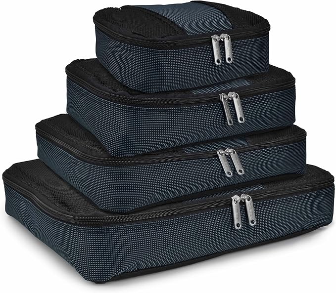 Travel Select Amsterdam Softside Expandable Luggage with Rolling Wheels, Navy, 8-Piece Set (15/21/25/29) with Packing Cubes