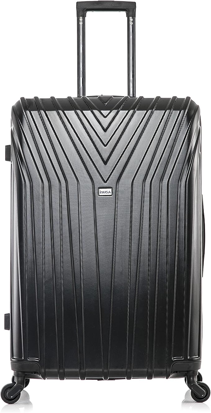 InUSA VASTY Luggage with Spinner Wheels | Durable Lightweight Hardside Suitcase, Travel Bag with Handle and Trolley, 28-Inch Large Checked Luggage | Black