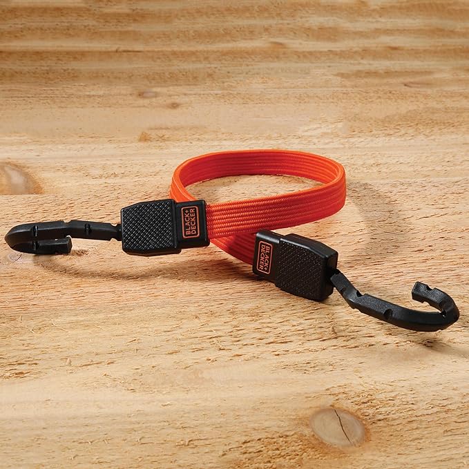 Black+Decker BDX1010-32PK Black/Orange 24" Flat Bungee Cord Straps, 32 Pack