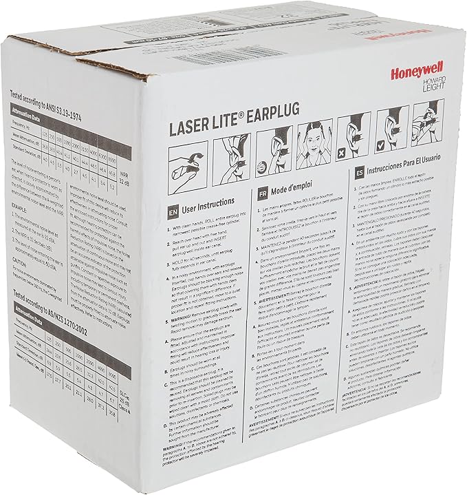 Howard Leight by Honeywell Laser Lite High Visibility Disposable Foam Earplugs, Pink/Yellow , 200-Pairs (LL-1) - 3301105