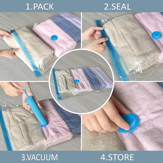 Vacuum Storage Bags, Vacuum Seal Space Saver Bags for Clothing, Travel Lugggage,Carry-on, Blankets, Comforters, Pilow, Bedding, 10 Large