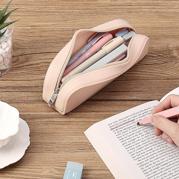 Mr. Pen- Silicone Pencil Case, Malibu Dune Color, Aesthetic Pencil Bag for Women, Makeup Pouch