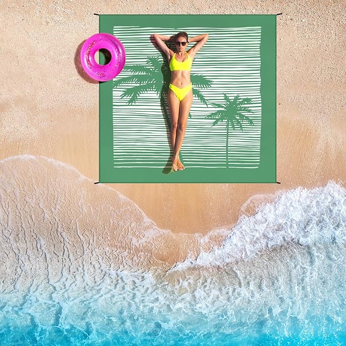 Beach Blanket Waterproof Sandproof Beach Mat for 1-8 Adults Quick Drying Durable Outdoor Picnic Mat for Beach Festival Travel Camping Hiking (COCOTREE, 79"×83"(4 Person))