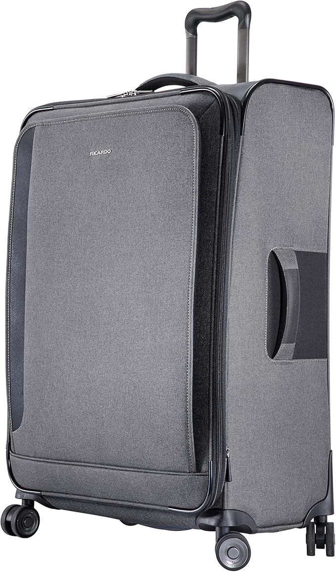 Ricardo Beverly Hills Malibu Bay 3.0 Softside, 4 Wheel Spinner, Lightweight Suitcase, Unisex, Stylish, Gray, Checked-Large 29-Inch