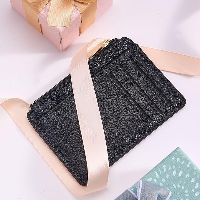 Tipmile Credit Card Holder for Women Slim Minimalist Front Pocket RFID Blocking Wallet Small Compact Card Case with ID Window, Classic Black