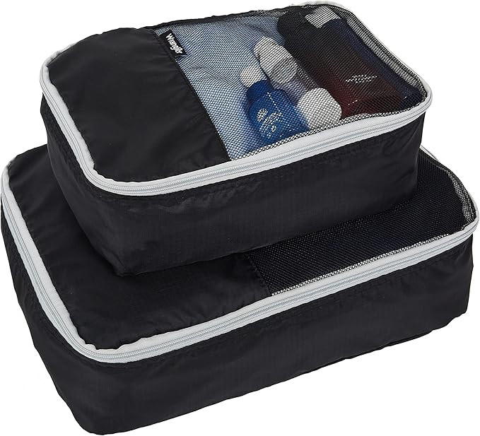 Wrangler 4 Piece Miami Luggage and Packing Cubes Set, Black