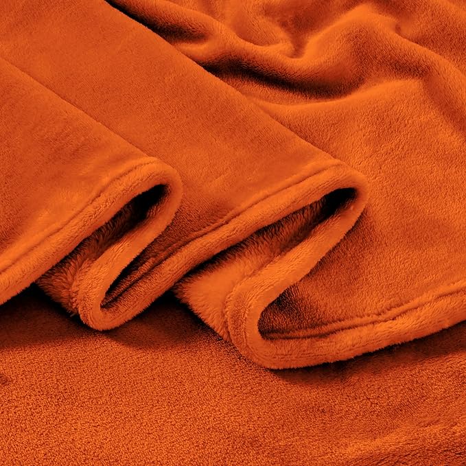 Big Oversized Soft Blanket, Giant California King Warm Blanket for Whole Family, Bed, Sofa, Couch, Travel, Camping 120x120 Orange