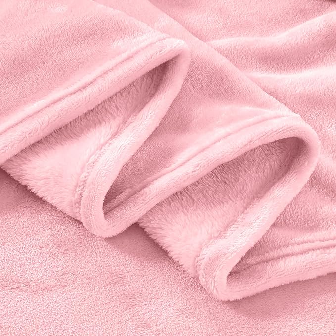 Big Oversized Soft Fleece Blanket, Huge California King Blanket for Whole Family, Bed, Sofa, Couch, Travel and Camping 120x120 Pink