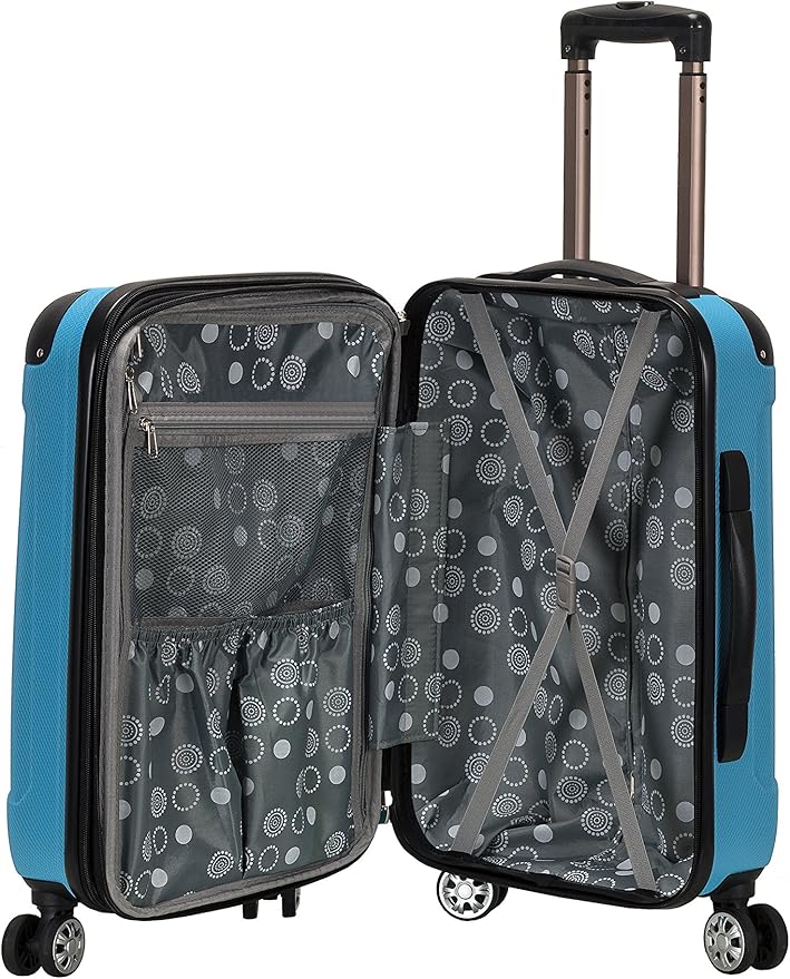 Rockland London Hardside Spinner Wheel Luggage, Turquoise, Carry-On 20-Inch