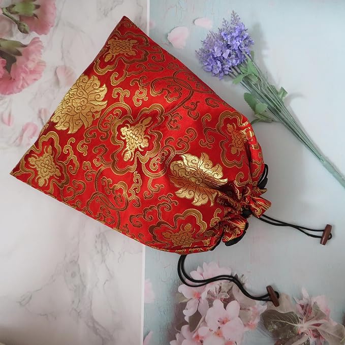 Ouyatoyu 3pcs Embroidered Silk Flower Design Jacquard Travel Bags - Laundry, Shoe, Lingerie & Underwear Storage for Men & Women - Washable Cloth Shoe Bags