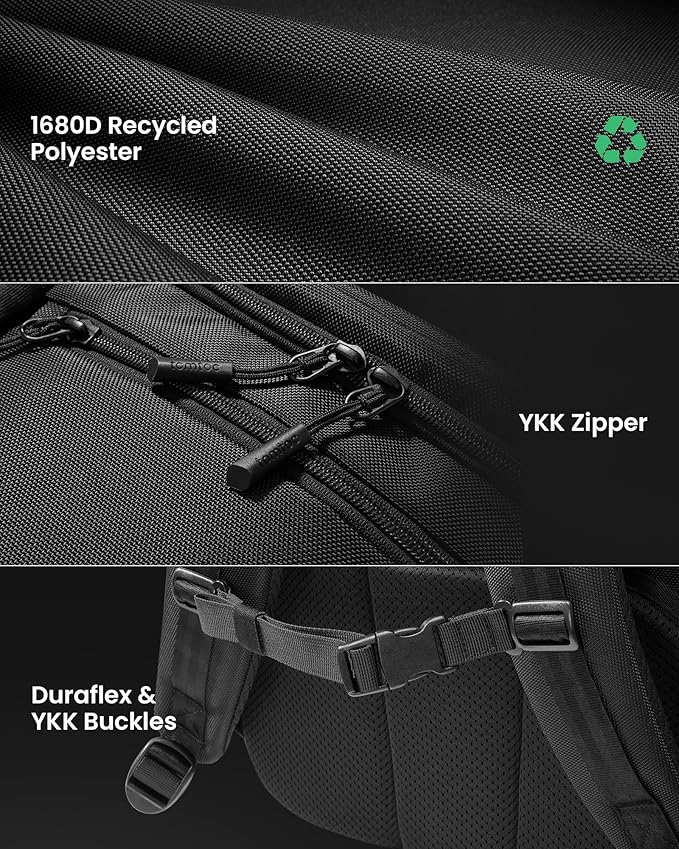 tomtoc Travel Backpack 38L, TSA Friendly Flight Approved Carry-on Luggage Water-resistant Lightweight Business Rucksack, Durable Large Computer Bag Daypack Fits 17.3 Inch Laptop
