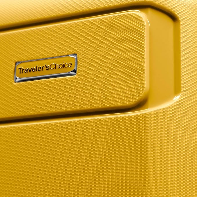 Traveler's Choice Pagosa Hardshell Expandable Luggage with Spinner Wheels, Yellow, 22-Inch Carry-on