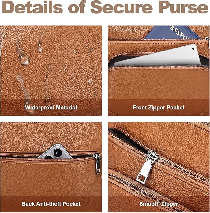SYTRAH Anti-Theft Crossbody Purse for Women, Crossbody Shoulder Bag with Built-in Wallet & RFID Blocking for Travel Workout