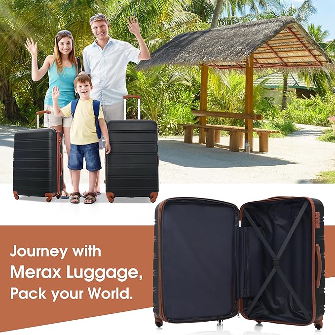Merax Luggage Sets 13 Piece Suitcase Set 16/20/24/28 IN,Carry on Luggage and Travel Bag TSA Lock Expandable,Hard Case Luggage with Spinner Wheels,Black and Brown