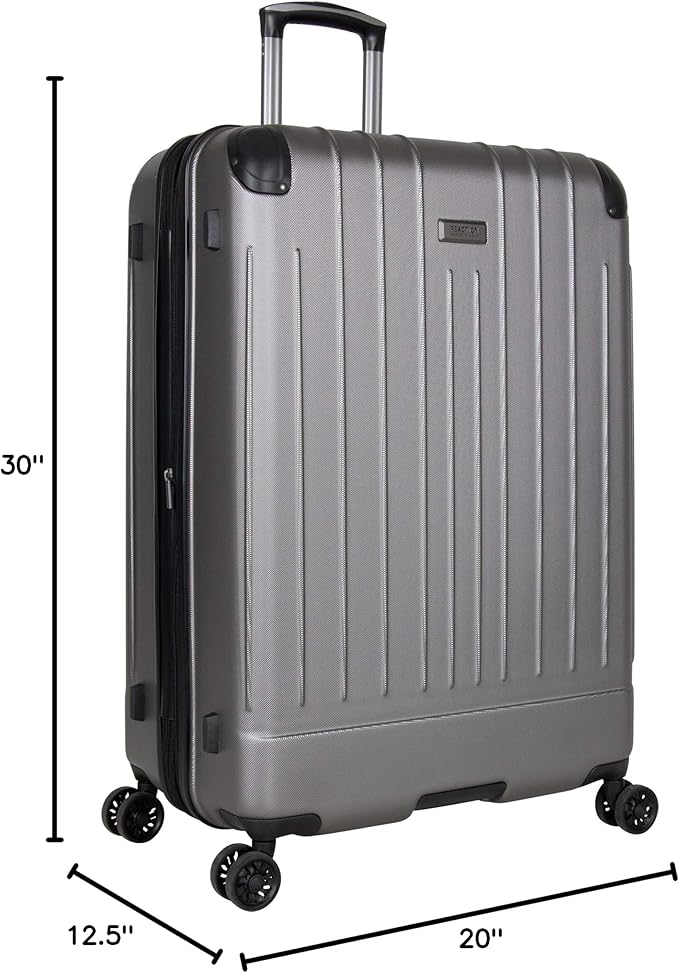 Kenneth Cole Reaction Flying Axis 28" Hardside Expandable 8-Wheel Spinner Check-Size Luggage, Silver