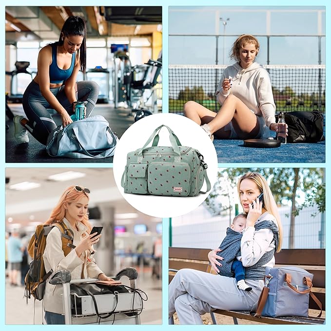 Small Gym Bags for Women, Travel Duffle Bag with Shoes Compartment, 4 in 1 Carry on Weekender Overnight Bag with Dry Wet Separated Pocket, Sport Gym Tote Bag for Yoga, Dance, Swimming, Workout, Ballet