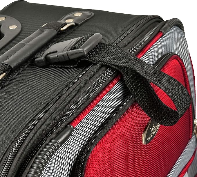 U.S. Traveler New Yorker Lightweight Expandable Rolling Luggage, Red/Gray, 4-Piece Set