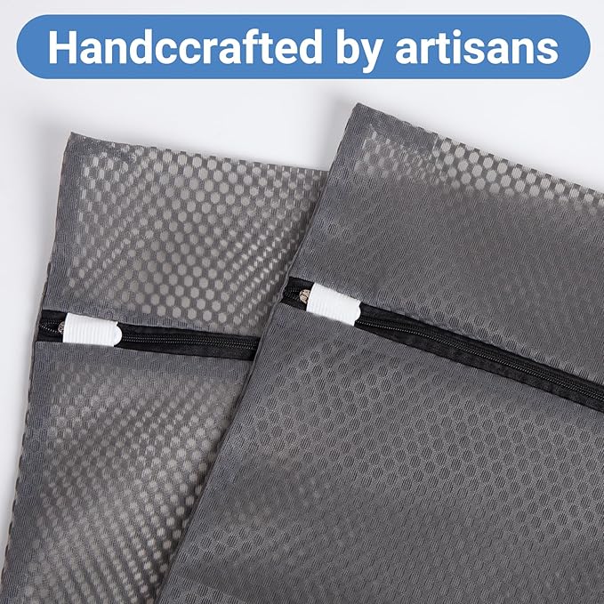 3Pcs 12 x 16 Inches Laundry Bags for Delicates, Durable Honeycomb Mesh Laundry Bags, Sturdy Zipper Laundry Bag for Lingerie, Clothes, Shoes, Socks, Gray