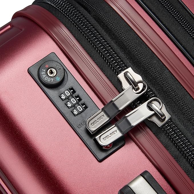 DELSEY PARIS Titanium Hardside Expandable Luggage with Spinner Wheels Carry-On Luggage, Black Cherry Red, Carry-On 19 Inch