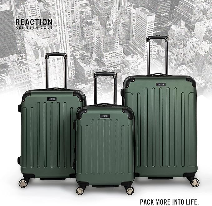 Kenneth Cole REACTION Renegade Luggage Expandable 8-Wheel Spinner Lightweight Hardside Suitcase, Cilantro, 24-Inch Checked
