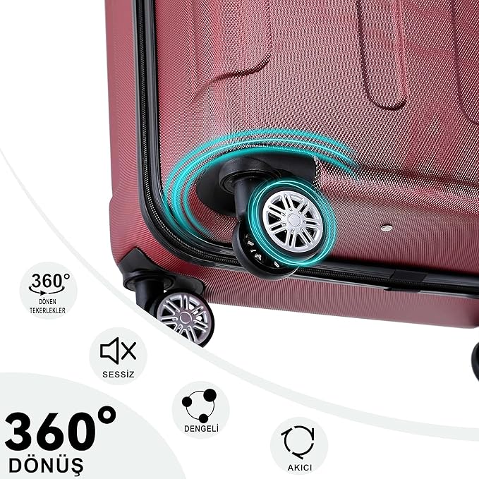 3 Piece ABS Luggage Set – Lightweight Suitcases with Spinner Wheels – 3 Different Sizes – TSA Lock – Hard Shell Travel Luggage for Men & Women