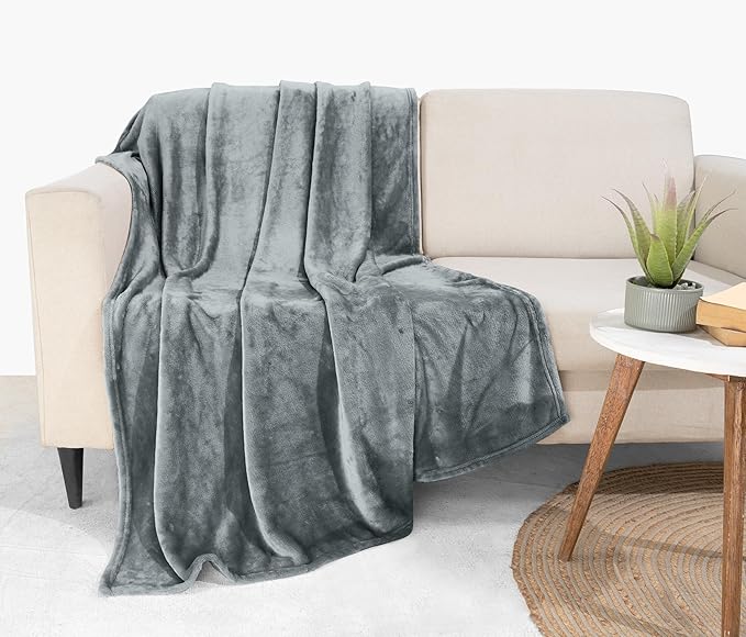 Utopia Bedding Fleece Blanket Throw Size Ash Grey 300GSM Luxury Anti-Static Fuzzy Soft Microfiber Blanket for Couch, Sofa and Bed (50x60 Inch)