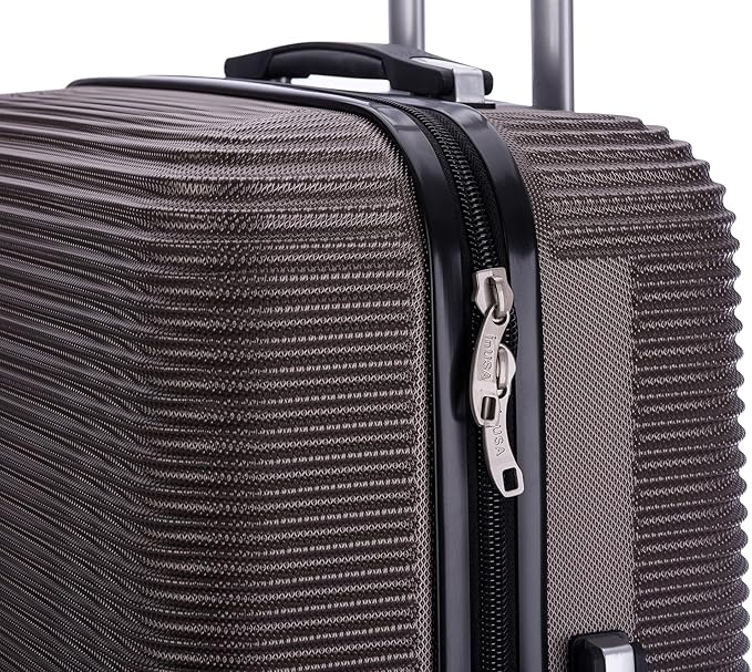 InUSA ROYAL Hardside Luggage with Ergonomic Handles | Spacious Travel Suitcase with Four Spinner Wheels and Studs | 20 Inch Hardside Carry-On Spinner Luggage | Brown