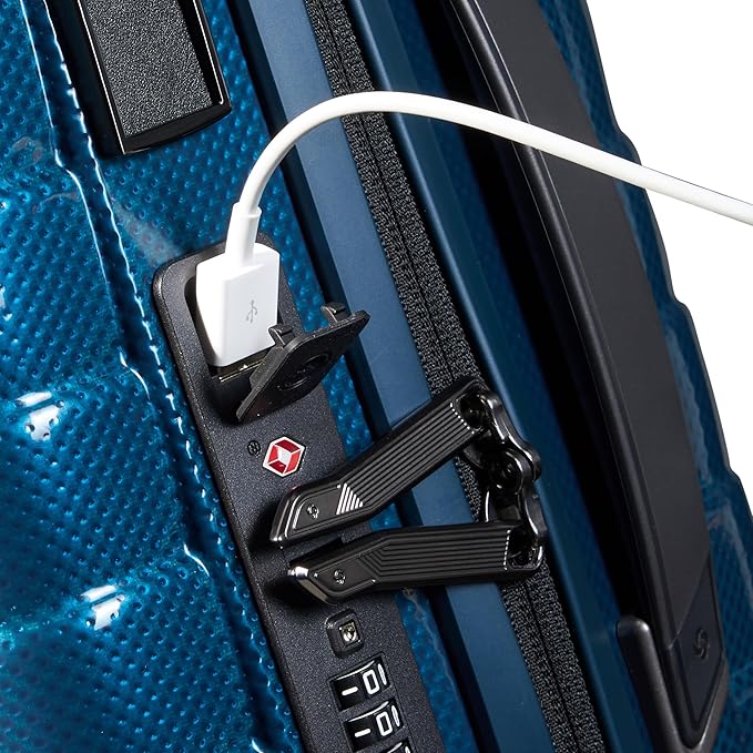 Samsonite Proxis Global Carry-On Hardside Luggage with Dual Spinner Wheels, Airline Approved - Innovative Roxkin™ Lightweight Shell With Ultimate Durability- TSA Lock, Telescopic Handle - Petrol Blue