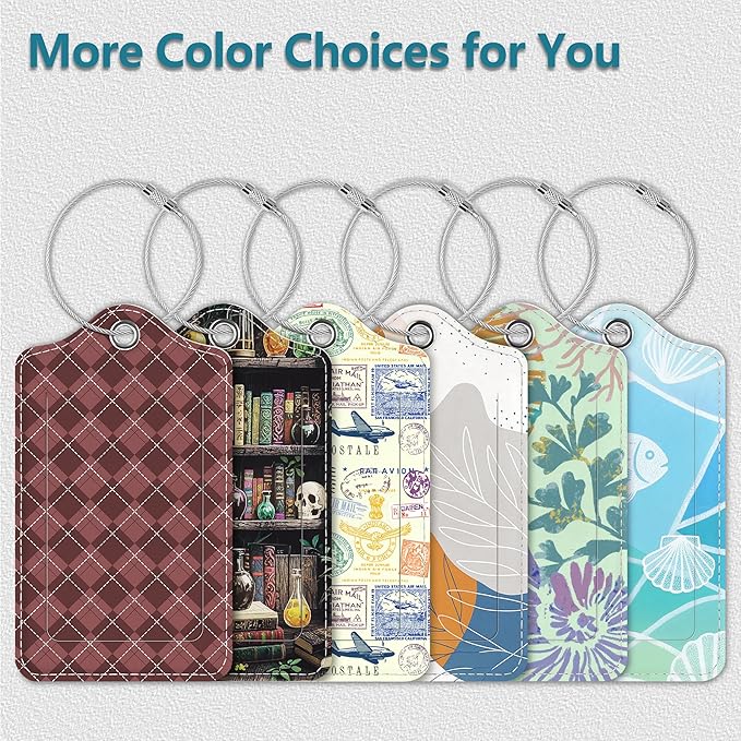 Luggage Tags for Suitcases, 2 Pack Cute PU Leather Luggage Tag TSA Approved with Stainless Steel Loop and Address Card Baggage Tag for Travel&Hotel Stays&Cruise Ships&Shipping and Mailing