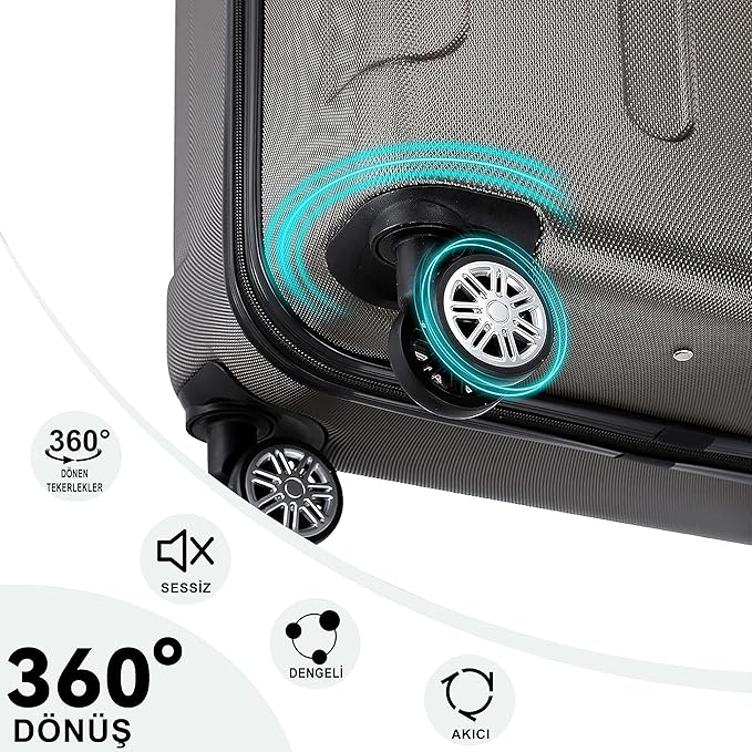 3 Piece ABS Luggage Set – Lightweight Suitcases with Spinner Wheels – 3 Different Sizes – TSA Lock – Hard Shell Travel Luggage for Men & Women