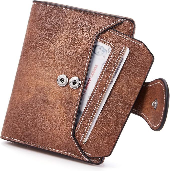 BOSTANTEN Women Leather Wallet RFID Blocking Small Bifold Zipper Pocket Wallet Card Case Purse with ID Window