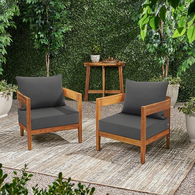 Favoyard Outdoor Seat Cushion Set 22 x 24 Inch Waterproof & Fade Resistant Patio Furniture Cushions with Removable Cover Deep Seat & Back Cushion with Tie Straps for Chair Sofa Couch