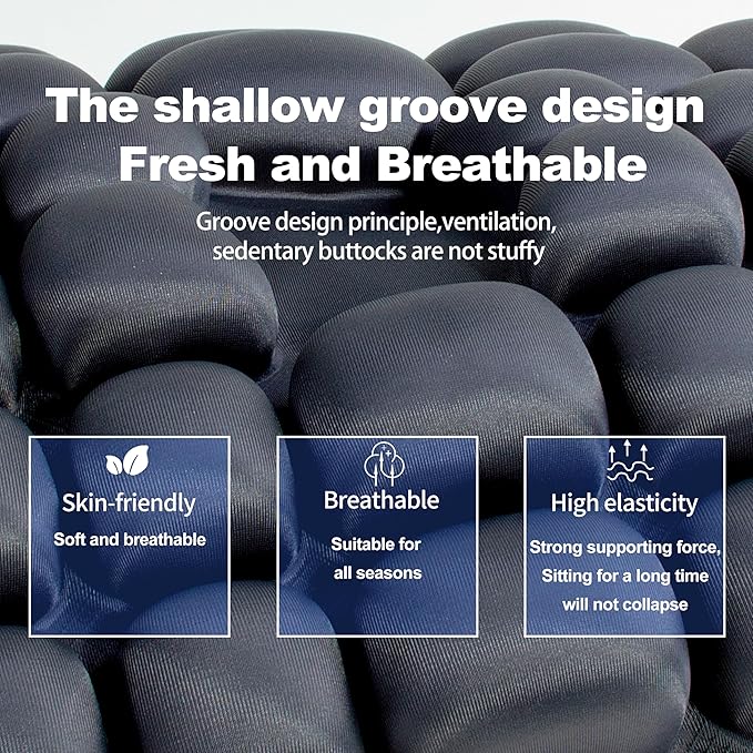 Upgrade Travel Seat Cushion for Airplane,Portable&Adjustable Air Seat Cushion,Coccyx Tailbone Pain Relief Chair Pad,Inflatable Cushion for Wheelchair, Travel,Driving,Office Work