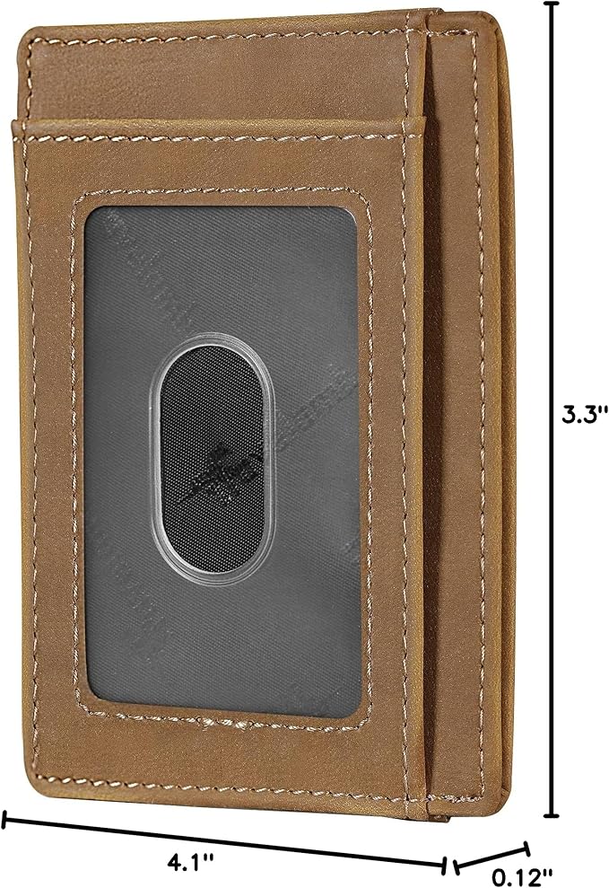 Travelambo Slim Wallet Front Pocket Minimalist Leather RFID Blocking Medium Size