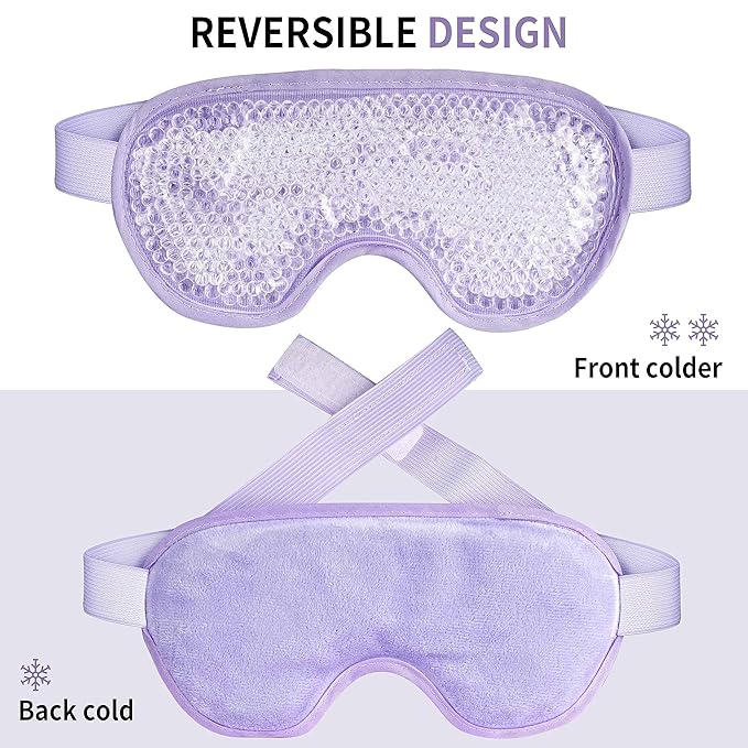Cooling Eye Mask with Gel Bead, Reusable Cold Compress Ice Pack Sleeping Eye Cooling Pads for After Eyelid Surgery, Puffiness, Puffy Eyes, Headache, Migraine Relief (Purple)