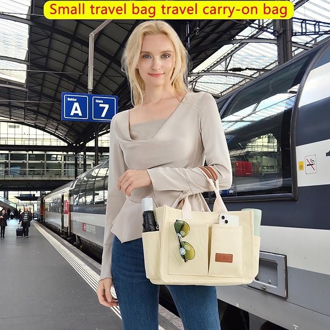 ZHMO Canvas Tote Bag for Women,Women's Bags Crossbody Bags Work Laptop Tote Bag Large Handbags Purse for Travel Nurse Teacher