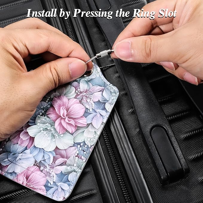 Luggage Tags for Suitcases, 2 Pack Cute PU Leather Luggage Tag TSA Approved with Stainless Steel Loop and Address Card Baggage Tag for Travel&Hotel Stays&Cruise Ships&Shipping and Mailing