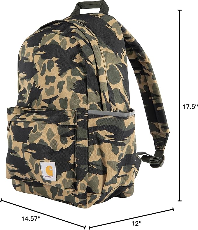 Carhartt 21L Classic Laptop Backpack, Water-Resistant Pack W/ 15" Laptop Sleeve and Organizational Compartments, Blind Duck Camo