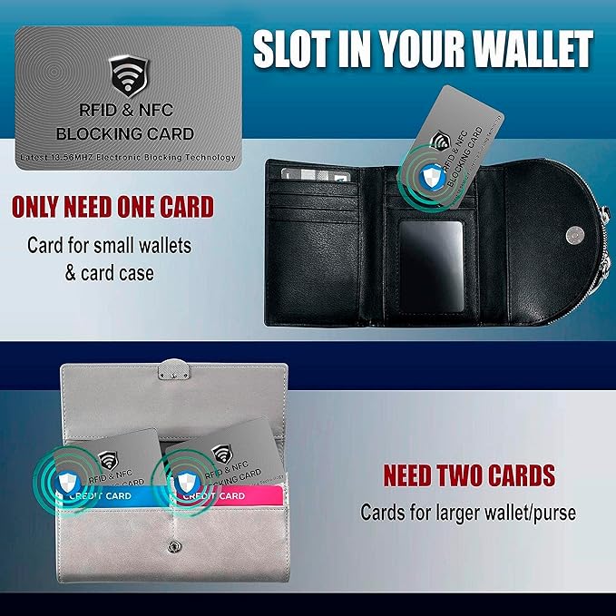 SaiTech IT 5 Pack RFID Blocking Cards, One Protects Entire Wallet Purse, NFC Contactless Bank Debit Credit Card Protector ID ATM Guard - Grey