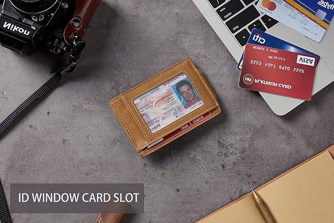 Toughergun Slim Wallet for Men RFID Blocking Money Clip, Minimalist Front Pocket Credit Card Holder, Magnetic Thin Mens Wallets with ID Window
