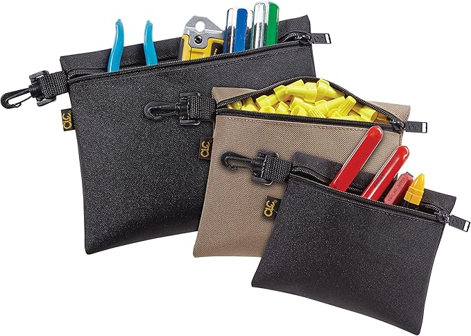 CLC Custom Leathercraft 1100 Multi-Purpose Clip-on Zippered Poly Bags, 3 Pack