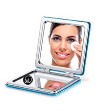 OMIRO Compact Mirror, Glitter PU 1X/3X Magnification, Ultra Portable for Purses (Blue)