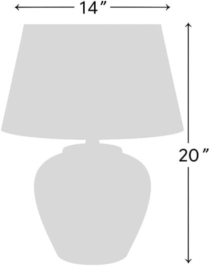 Nourison Home 20" Black Matte Ceramic Table Lamp with Fabric Shade, Bedside Nightstand Lamp for Bedroom, Living Room, Entryway