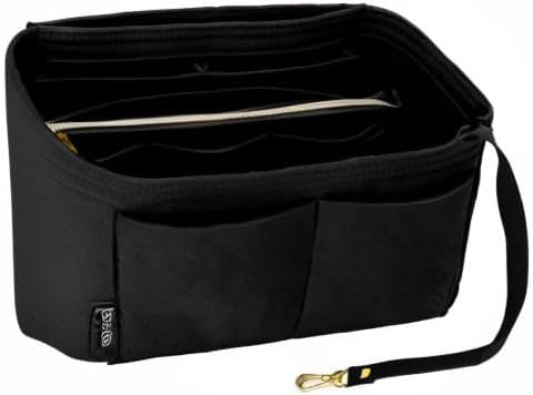 OPPOSHE Purse Organizer Insert for Handbags, Softened Felt Bag Insert Organizer for Tote, Compatible with LV, Coach, MK, Kate Spade, Goyard, Longchamp (Black, Small)